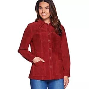 Denim & Co. Button Front Washable Suede Jacket with Pockets XL A280676 NWOT